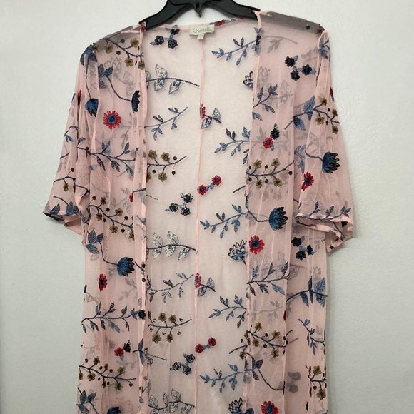 Chenault Tops - Chenault Embroidered Sheer Coverup Size L